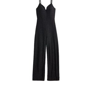 Almost Famous Notch Neck Lurex Jumpsuit
